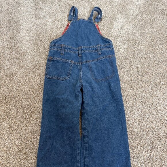 Denim Overalls Kids Flannel Lined Size 92 ~2T Jean Red Flannel Spring Fall - Picture 7 of 13